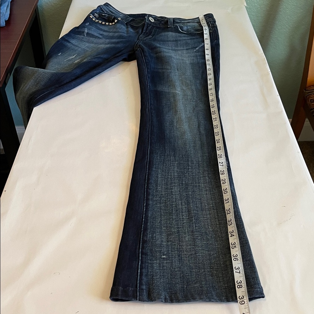 Miss Me Rivet Studded Pockets Low Rise Bootcut Size 28 - Picture 8 of 16